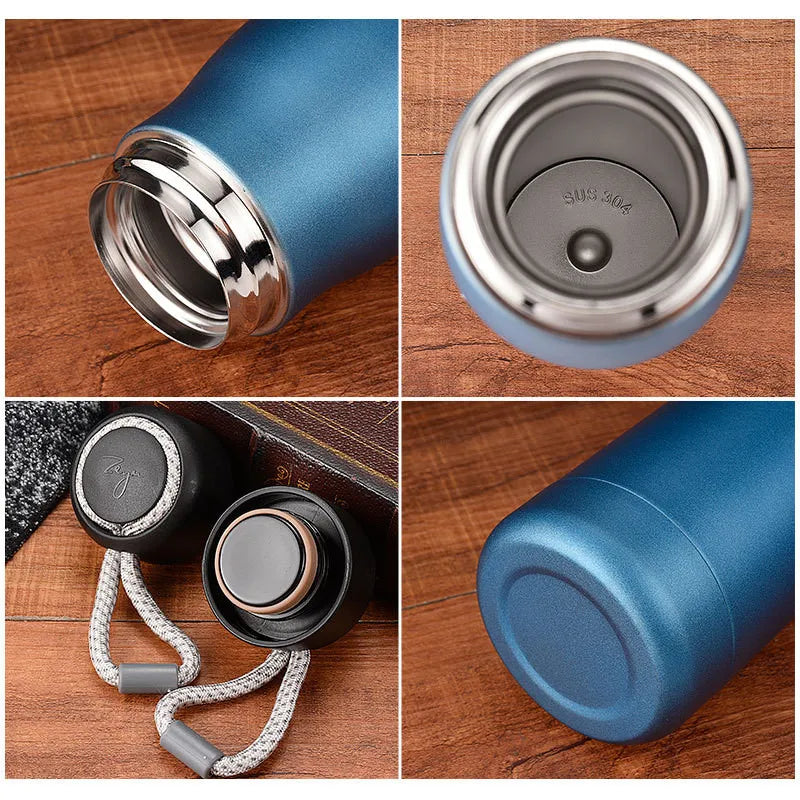 Portable Thermos with Rope Coffee Mug Stainless Steel Tumbler Vacuum Flask Travel Sport Water Bottle Insulated Cup