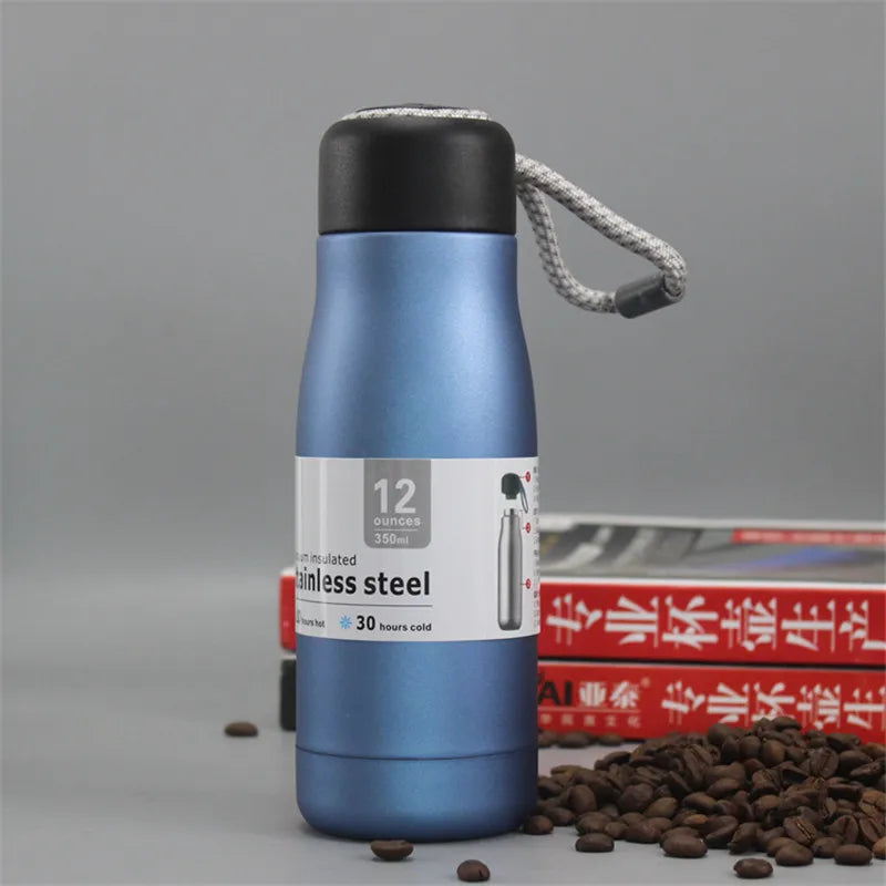 Portable Thermos with Rope Coffee Mug Stainless Steel Tumbler Vacuum Flask Travel Sport Water Bottle Insulated Cup