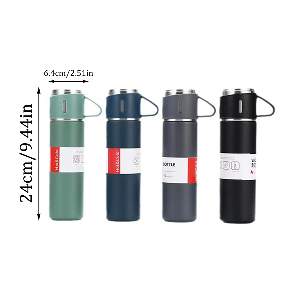 500 ml One Cup Three Lid Thermos Cup Set 304 Stainless Steel Handle Lid Gift Cup Men's And Women's Portable Gift Box Set