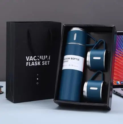 500 ml One Cup Three Lid Thermos Cup Set 304 Stainless Steel Handle Lid Gift Cup Men's And Women's Portable Gift Box Set