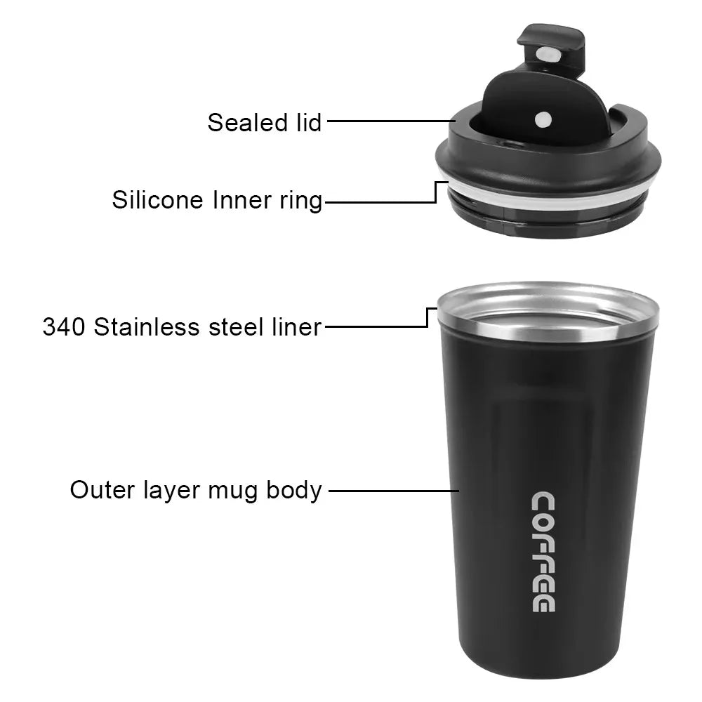510ML Thermo Cafe Coffee Mug Car Thermos Mug Leak_Proof Travel Thermo Cup for Tea Water Coffee Double Stainless Steel
