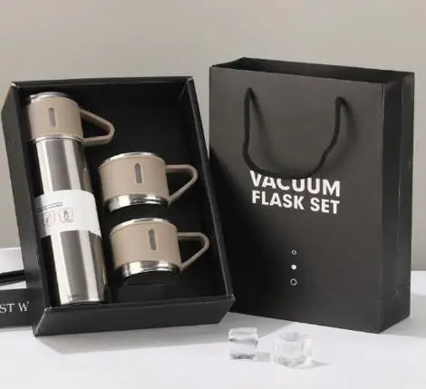 500 ml One Cup Three Lid Thermos Cup Set 304 Stainless Steel Handle Lid Gift Cup Men's And Women's Portable Gift Box Set