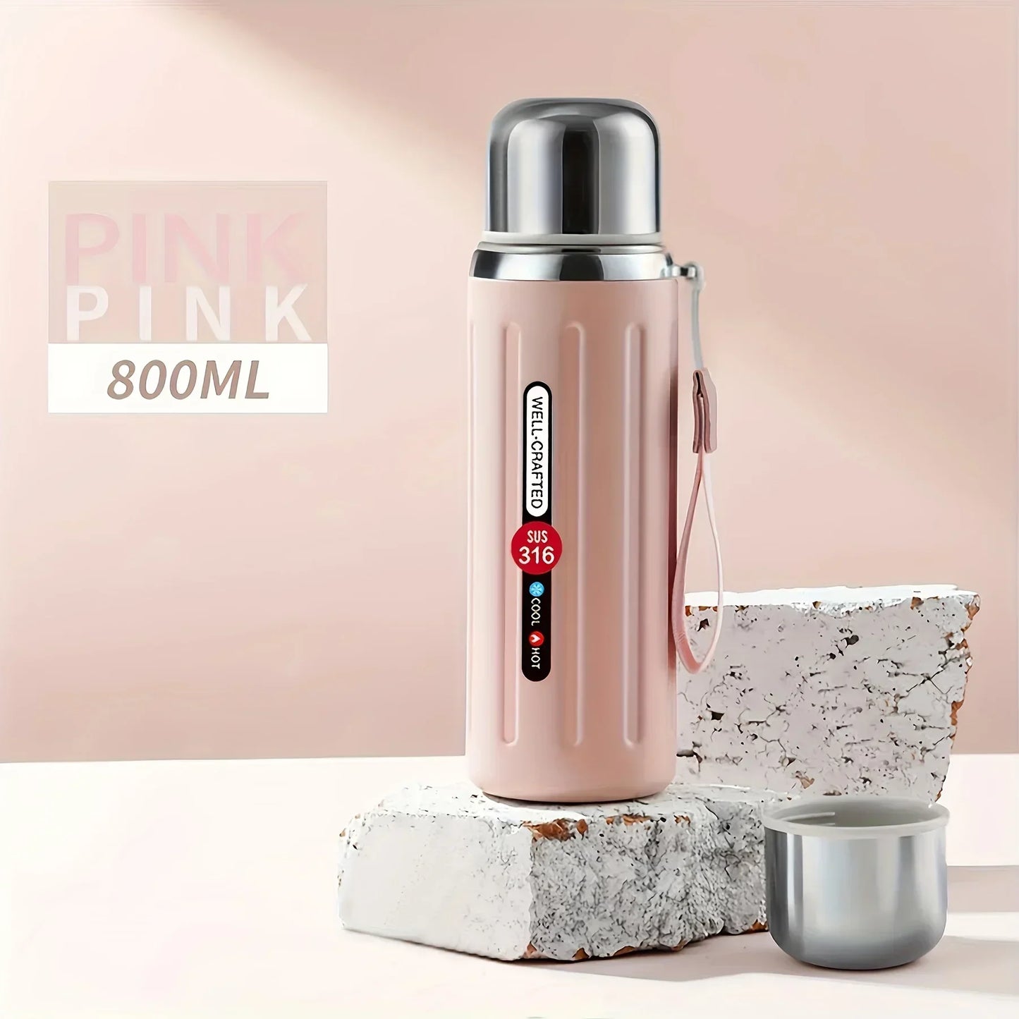 New 316 stainless steel vacuum thermos flask, insulated water bottle, travel hot cup, cold and hot summer and winter gift