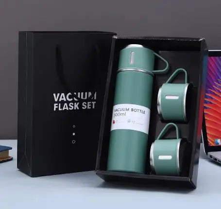 500 ml One Cup Three Lid Thermos Cup Set 304 Stainless Steel Handle Lid Gift Cup Men's And Women's Portable Gift Box Set