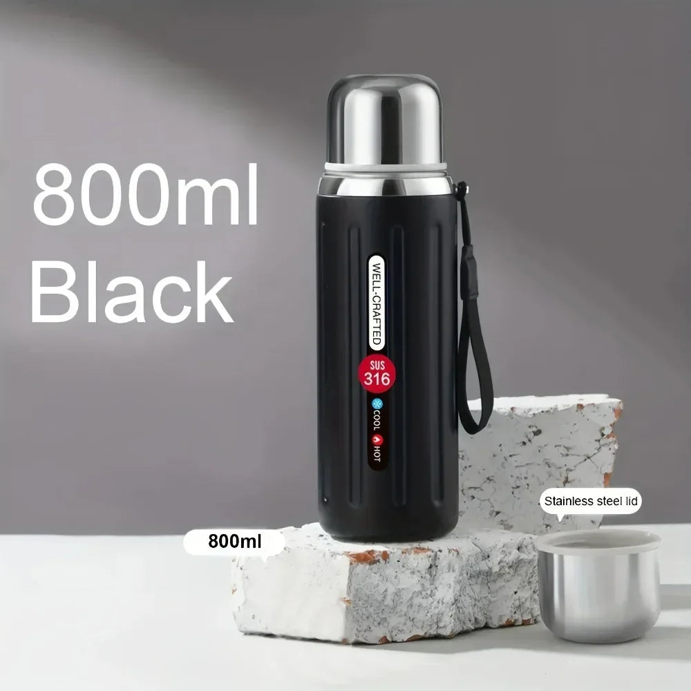 New 316 stainless steel vacuum thermos flask, insulated water bottle, travel hot cup, cold and hot summer and winter gift