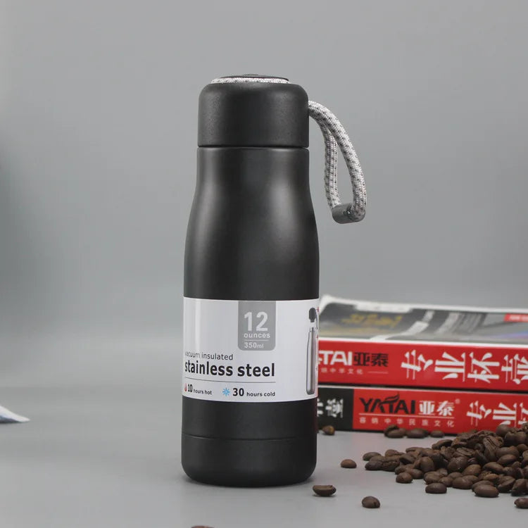Portable Thermos with Rope Coffee Mug Stainless Steel Tumbler Vacuum Flask  Travel Sport Water Bottle Insulated Cup