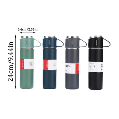 500 ml One Cup Three Lid Thermos Cup Set 304 Stainless Steel Handle Lid Gift Cup Men's And Women's Portable Gift Box Set