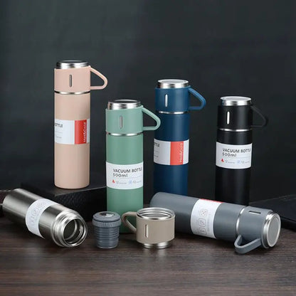 500 ml One Cup Three Lid Thermos Cup Set 304 Stainless Steel Handle Lid Gift Cup Men's And Women's Portable Gift Box Set