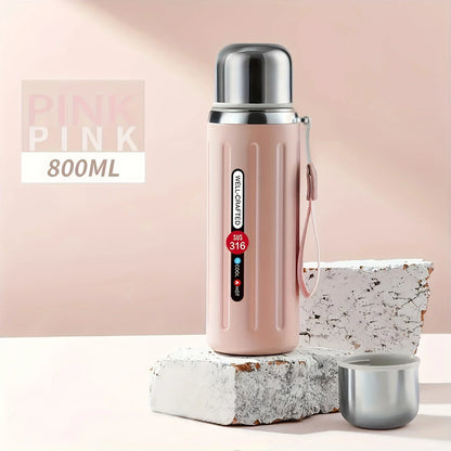 New 316 stainless steel vacuum thermos flask, insulated water bottle, travel hot cup, cold and hot summer and winter gift