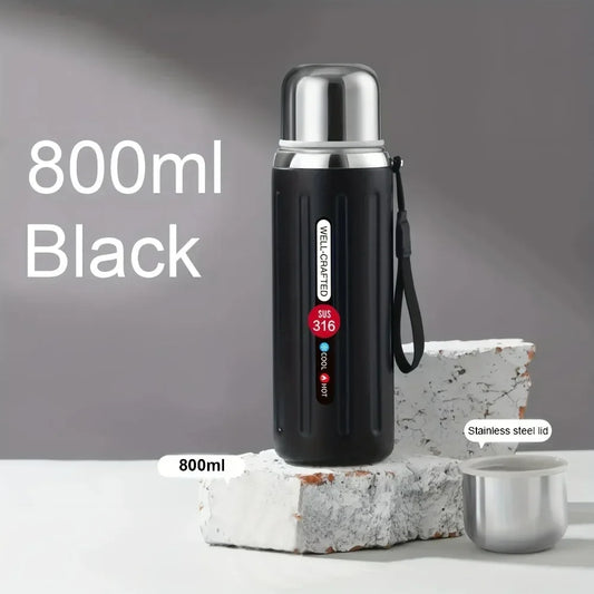 New 316 stainless steel vacuum thermos flask, insulated water bottle, travel hot cup, cold and hot summer and winter gift
