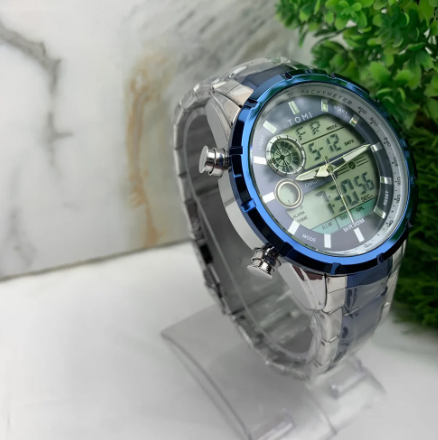 TOMI Dual Time Steel Chain Watch