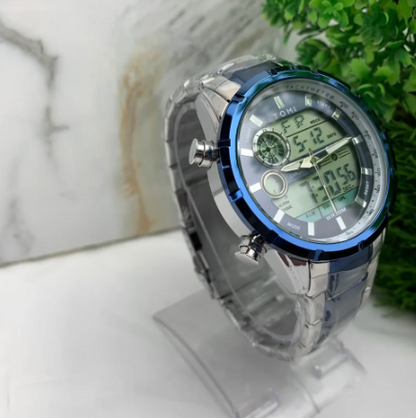 TOMI Dual Time Steel Chain Watch