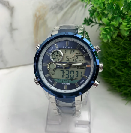 TOMI Dual Time Steel Chain Watch