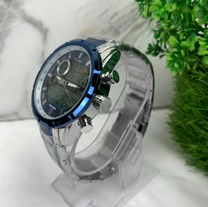 TOMI Dual Time Steel Chain Watch
