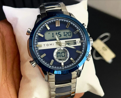 TOMI Dual Time Steel Chain Watch